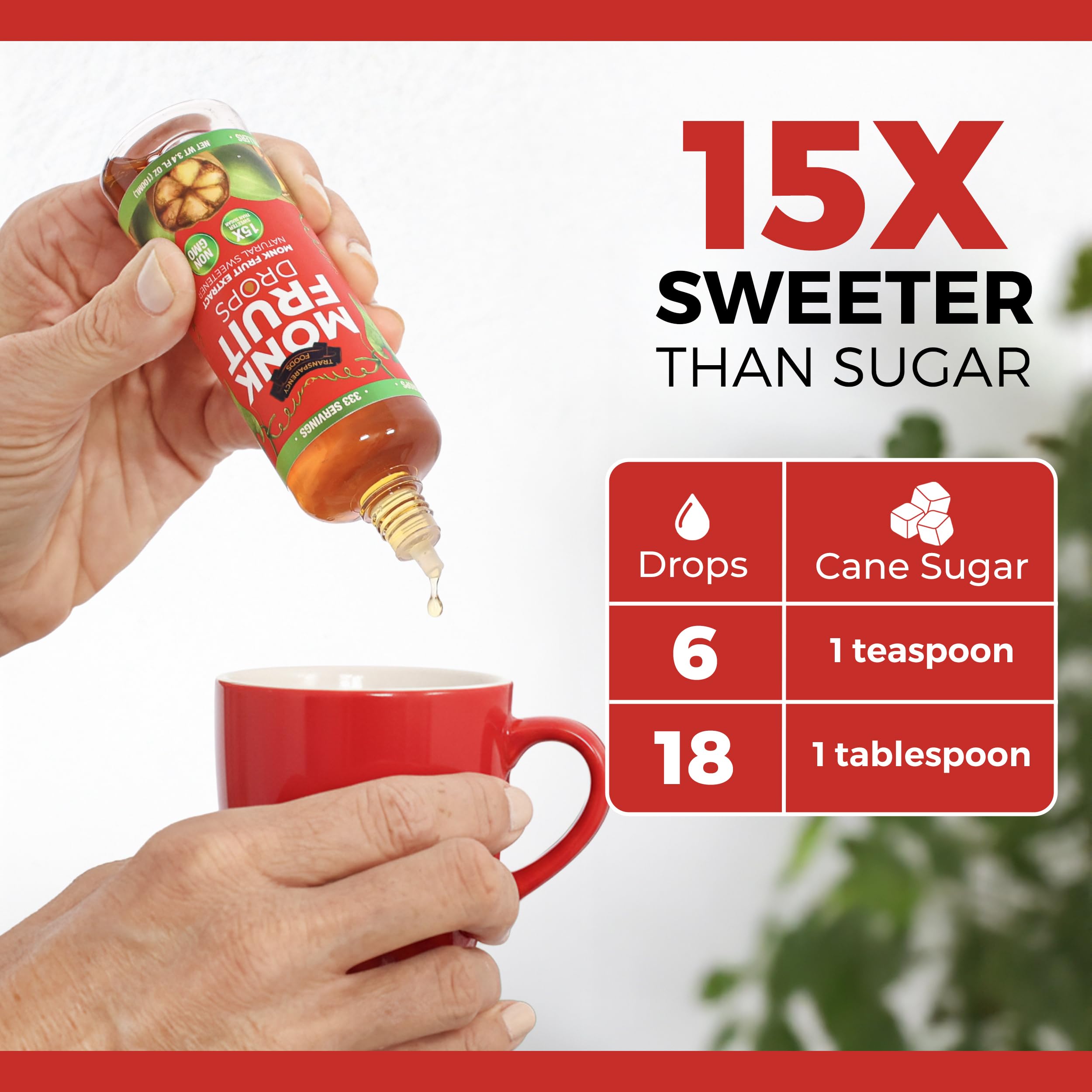 Transparency Foods Monk Fruit Drops coffee-cup, sugar-like sweetness with zero calories
