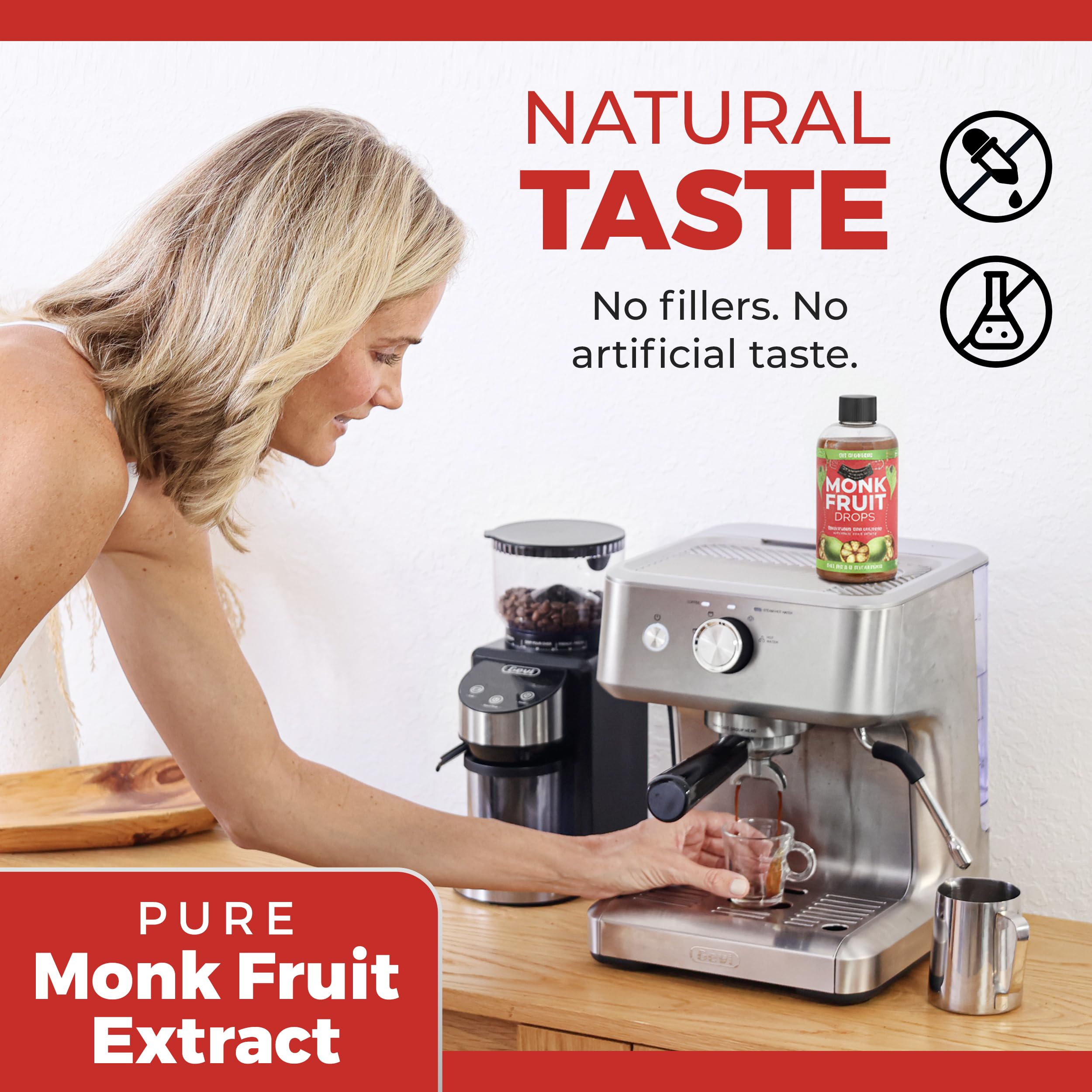 Transparency Foods monk fruit drops ingredients label showing no fillers