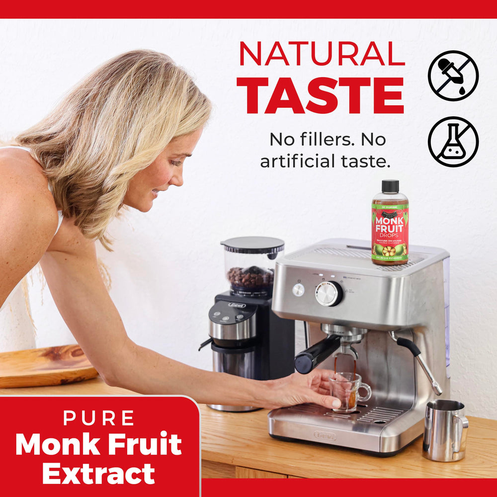 Transparency Foods monk fruit drops ingredients label showing no fillers