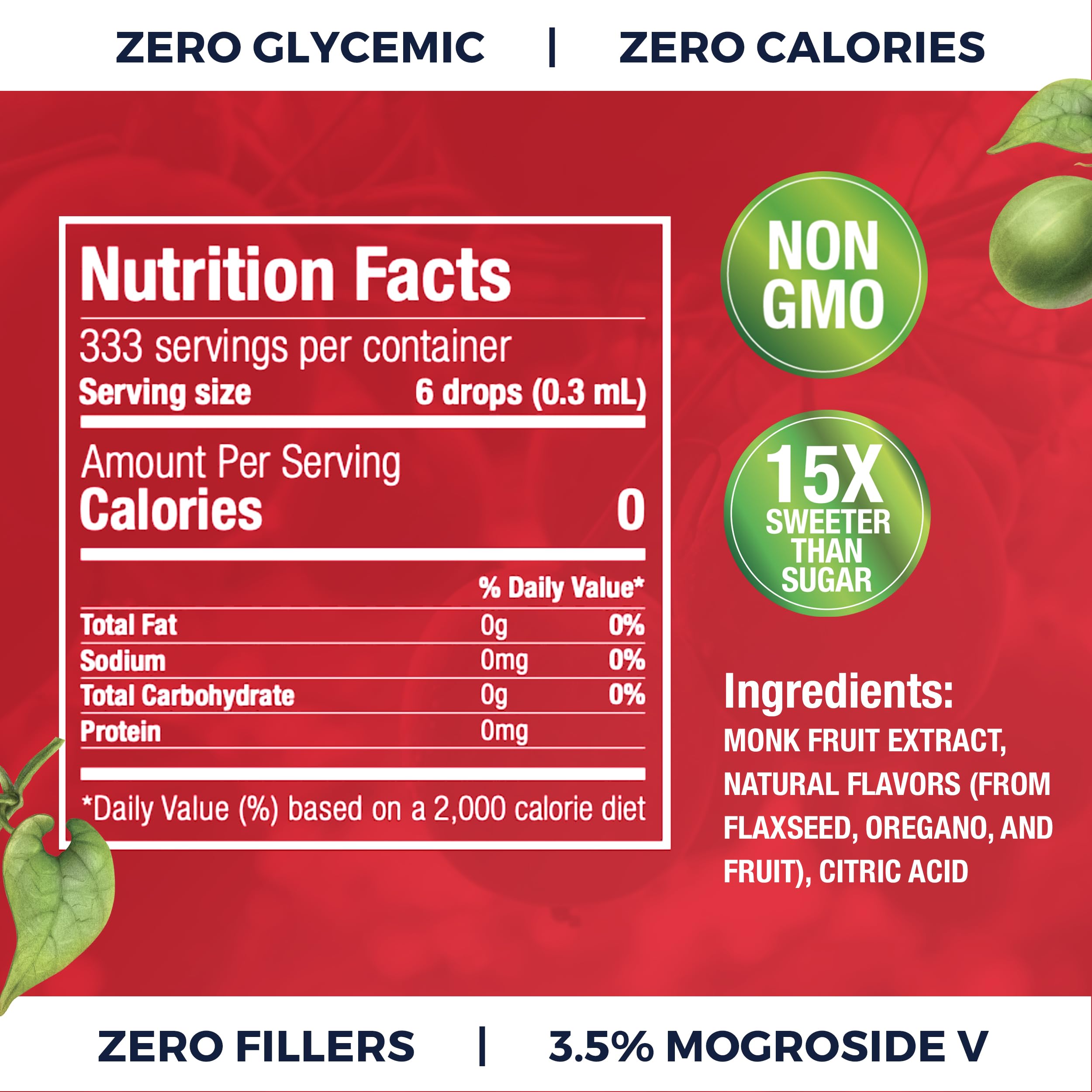 Transparency Foods Monk Fruit Drops pour, convenient on-the-go sweetener for tea