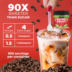 Transparency Foods monk fruit extract in a coffee cup ready to sweeten