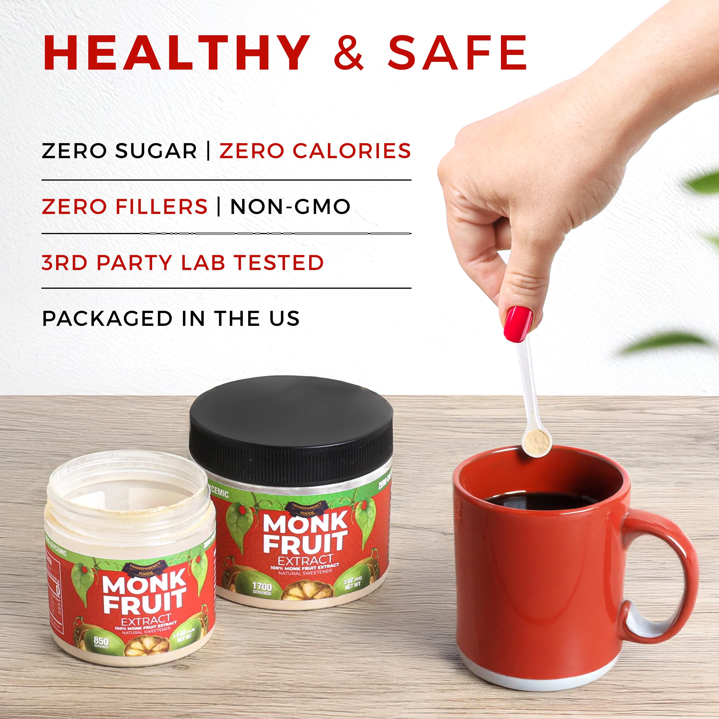 Transparency Foods monk fruit extract ingredient free label communicates no fillers