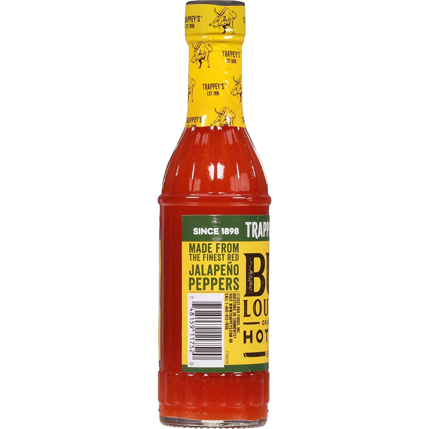 Trappey's Bull Brand hot sauce pour spout detail.