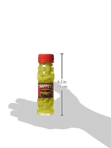 Trappey's Hot Peppers jar with label highlights kosher and gluten-free status.