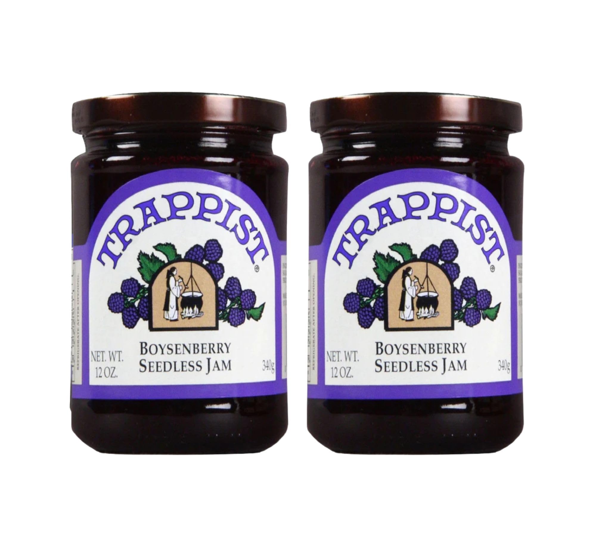 Trappist Boysenberry Jam jar ready for toast, croissants, and brunch spreads with vibrant berry flavor.