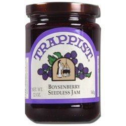 Trappist Boysenberry Seedless Jam jar, smooth seedless texture, ideal on toast