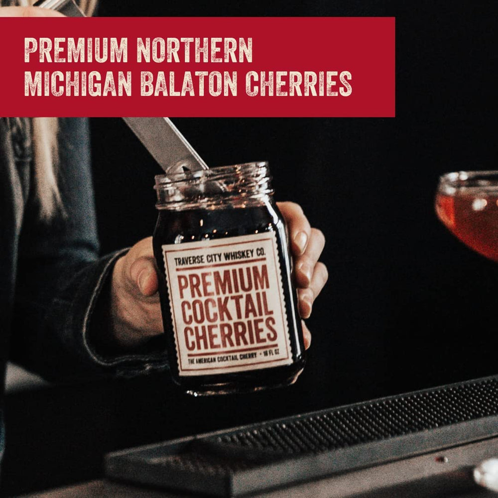 Traverse City Whiskey Co cherries on cheesecake, dessert topping idea