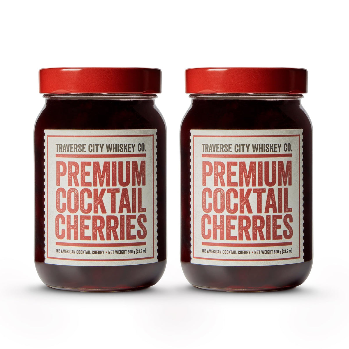 Traverse City Whiskey Co premium cocktail cherries pack 2, versatile cocktail garnish