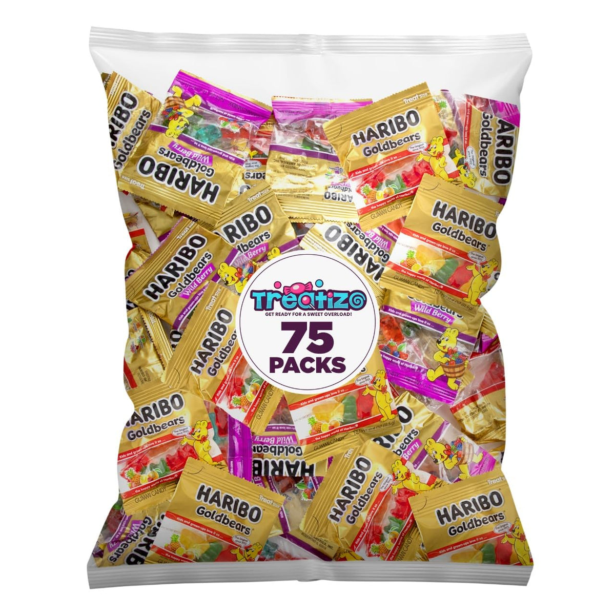 Treatizo Goldbears assorted fruit flavors gummies in a colorful pack, perfect for snacking.
