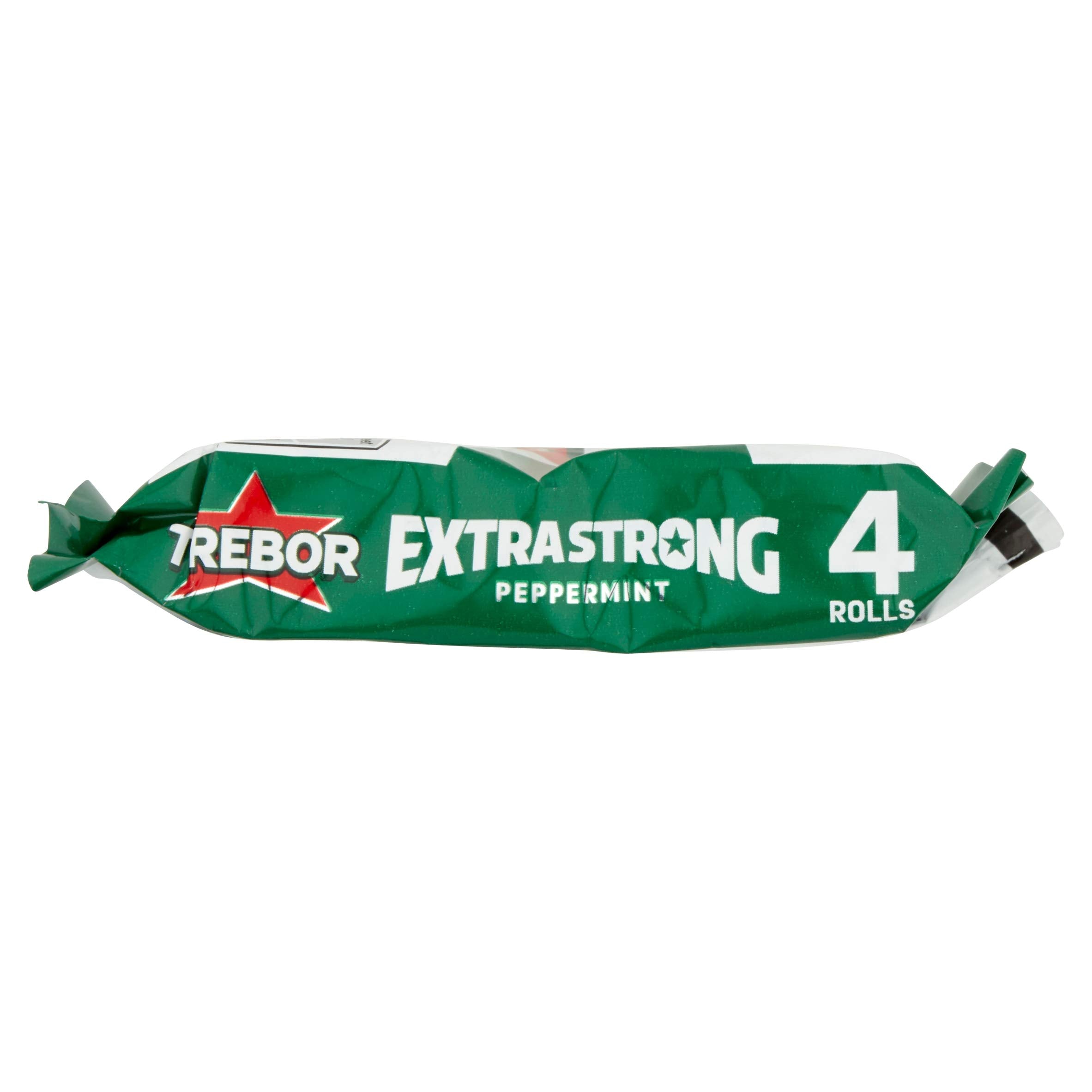 Trebor Extra Strong Peppermint Mints closeup one shows mint texture