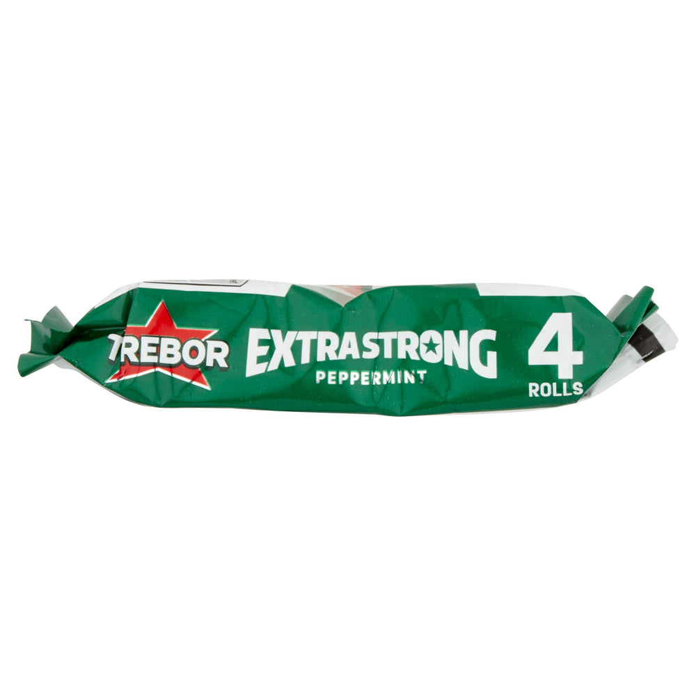 Trebor Extra Strong Peppermint Mints closeup one shows mint texture