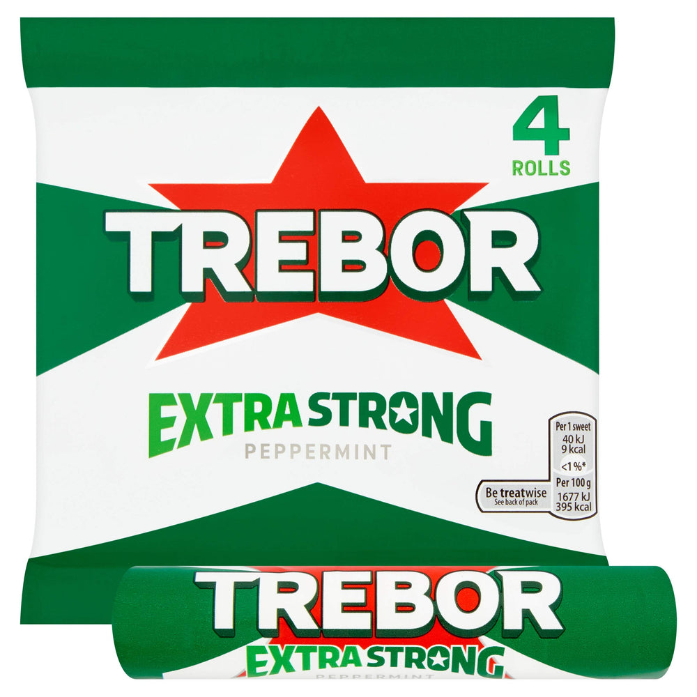 Trebor Extra Strong Peppermint Mints dispensed captures bold mint flavor