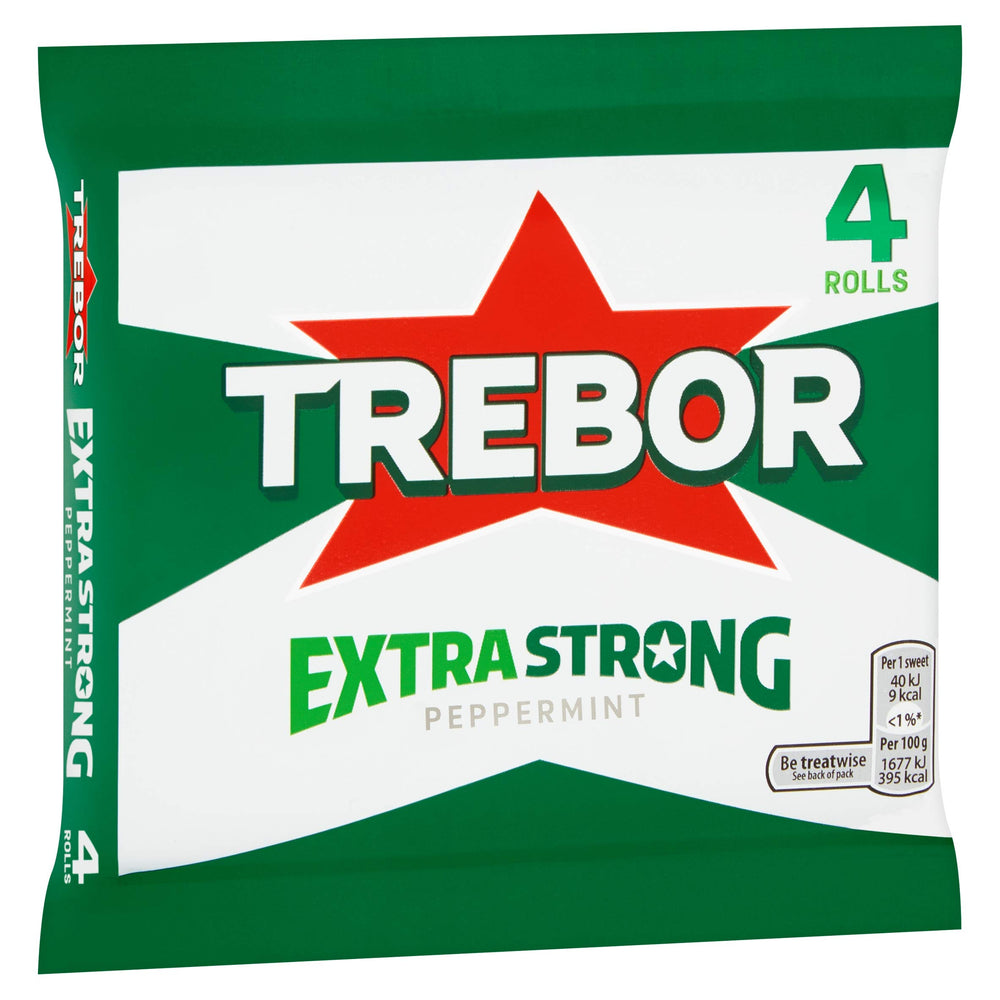 Trebor Extra Strong Peppermint Mints open pack ready for quick refreshment
