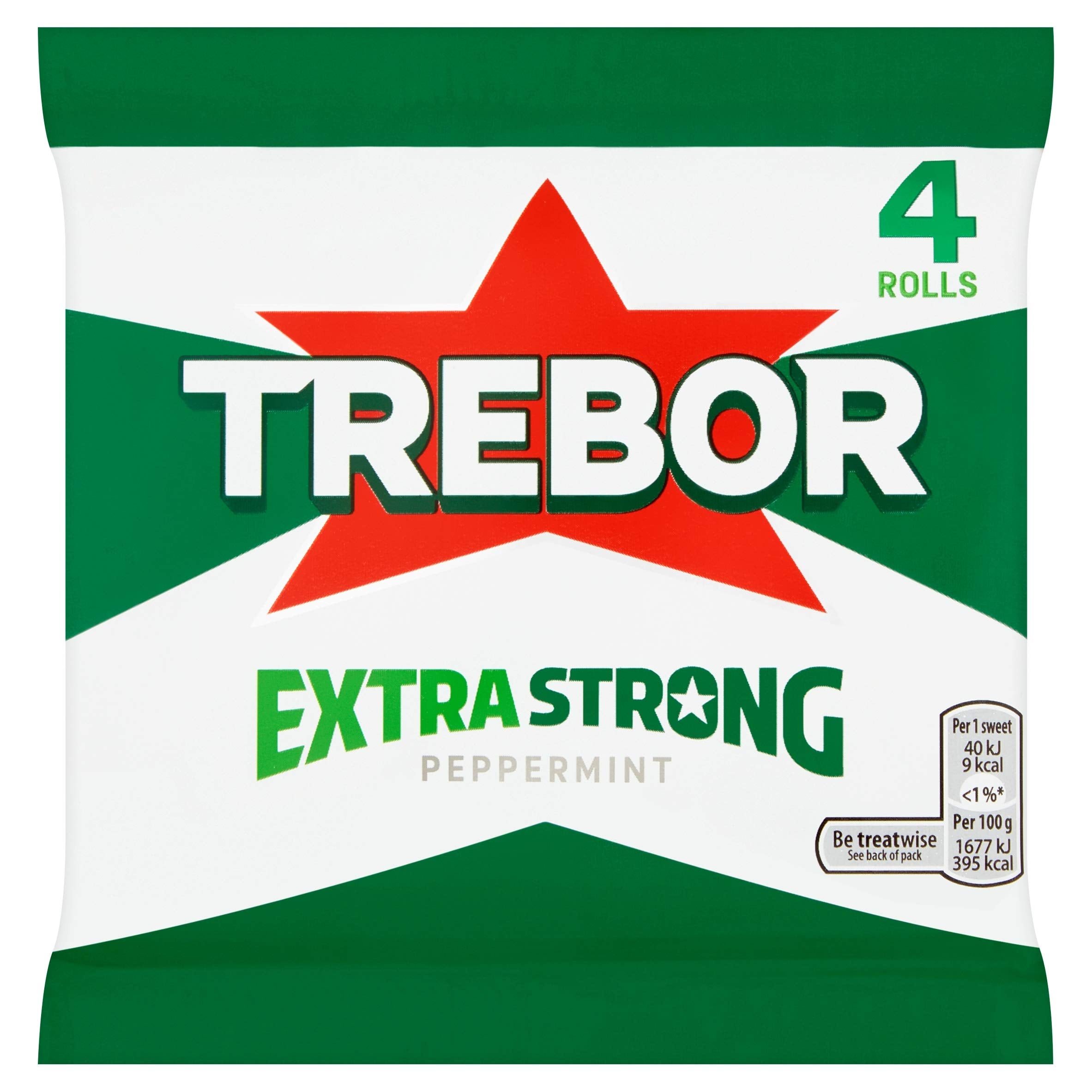 Trebor Extra Strong Peppermint Mints pack front for bold fresh breath on the go