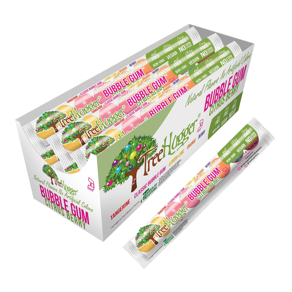 Tree Hugger Citrus Berry bubble gum tub with natural flavors and no artificial colors.