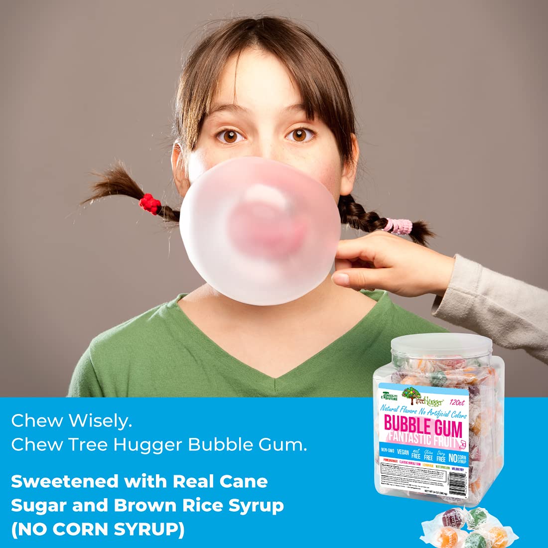 Tree Hugger Bubble Gum wild berry flavor for fruity bursts.