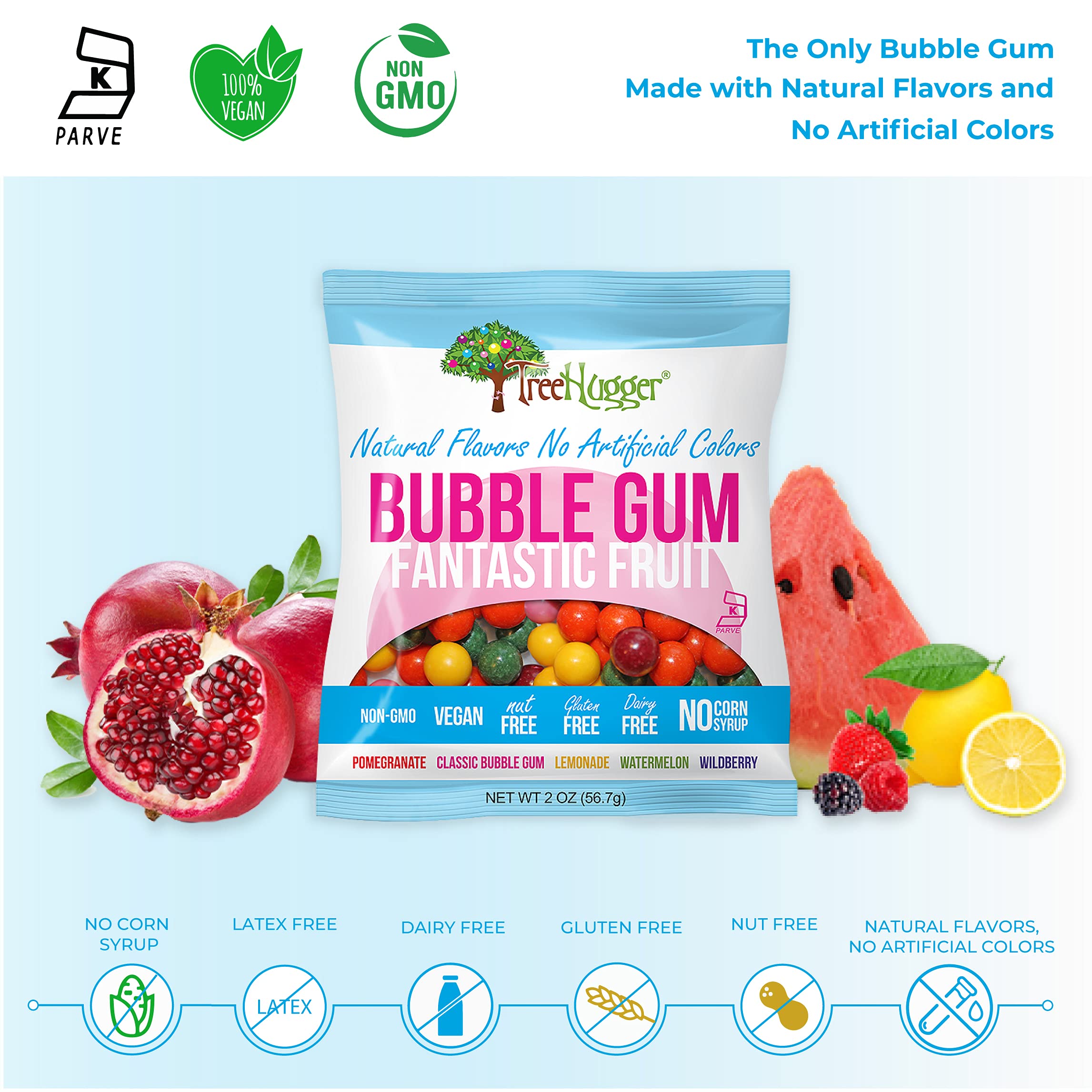 Tree Hugger Fantastic Fruit lemonade flavor gum, bright and zesty
