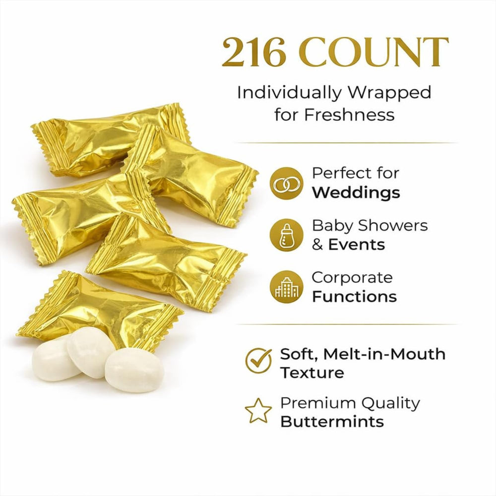 Tree Treasures baby shower favors: gold-wrapped buttermints elevate thank-you bags with style