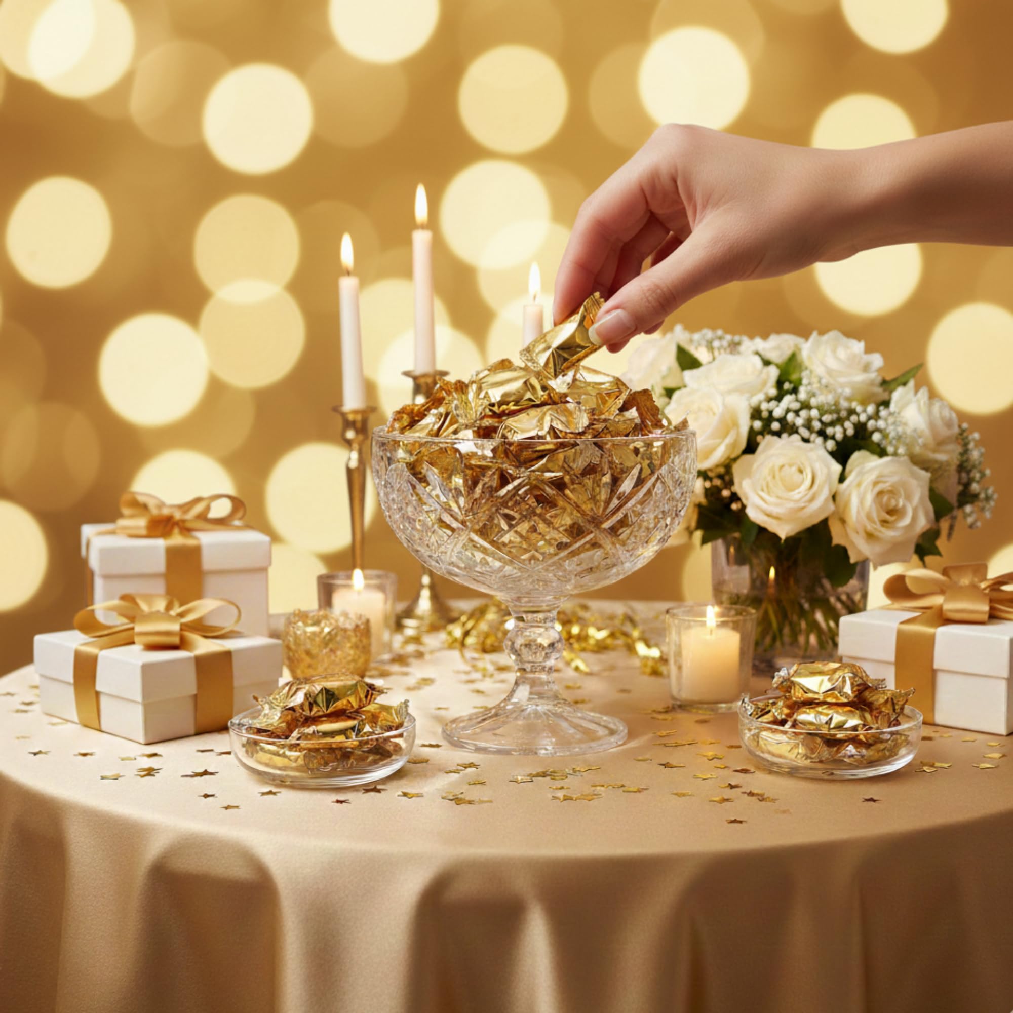 Tree Treasures corporate gifts: gold-wrapped buttermints add a sophisticated hospitality touch