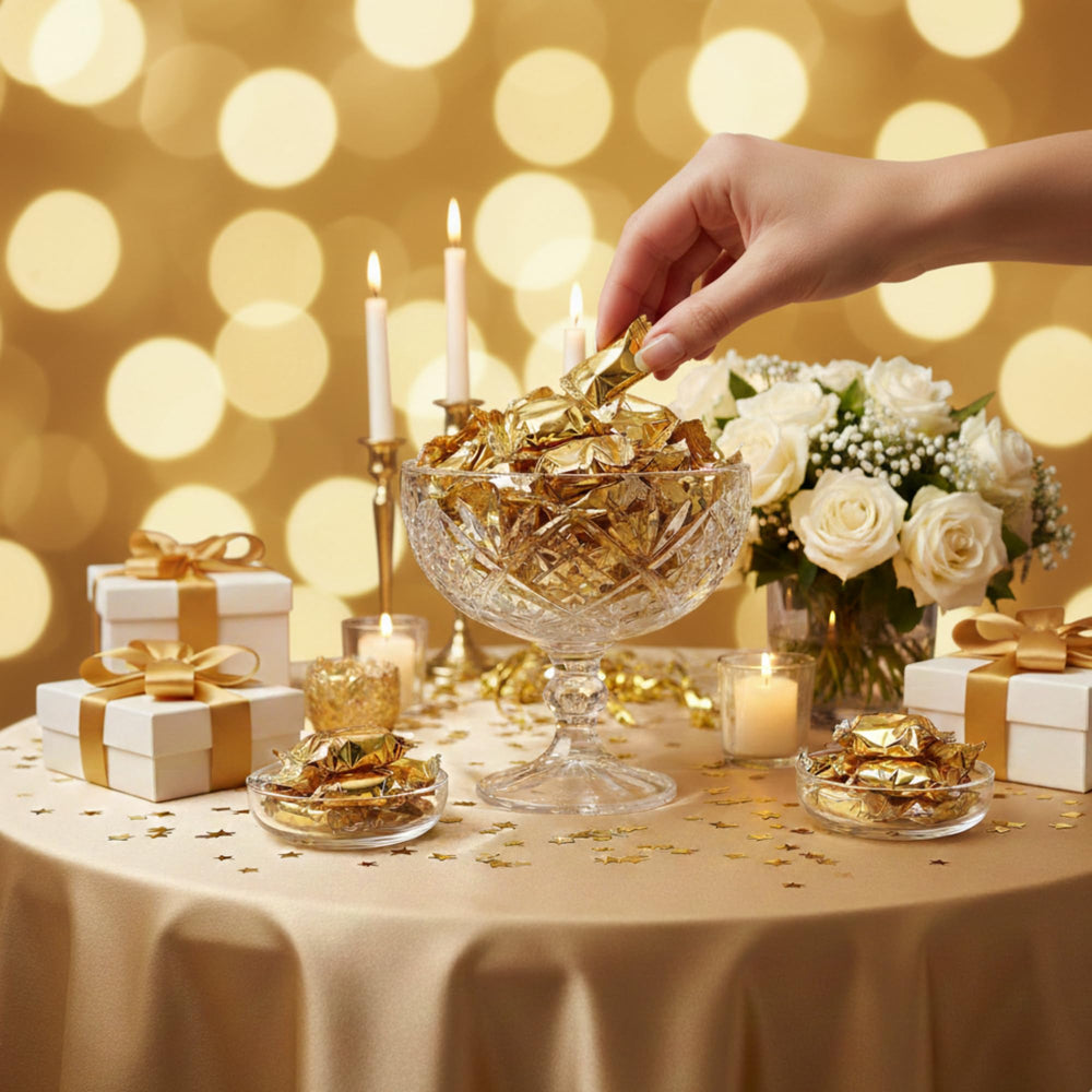 Tree Treasures corporate gifts: gold-wrapped buttermints add a sophisticated hospitality touch