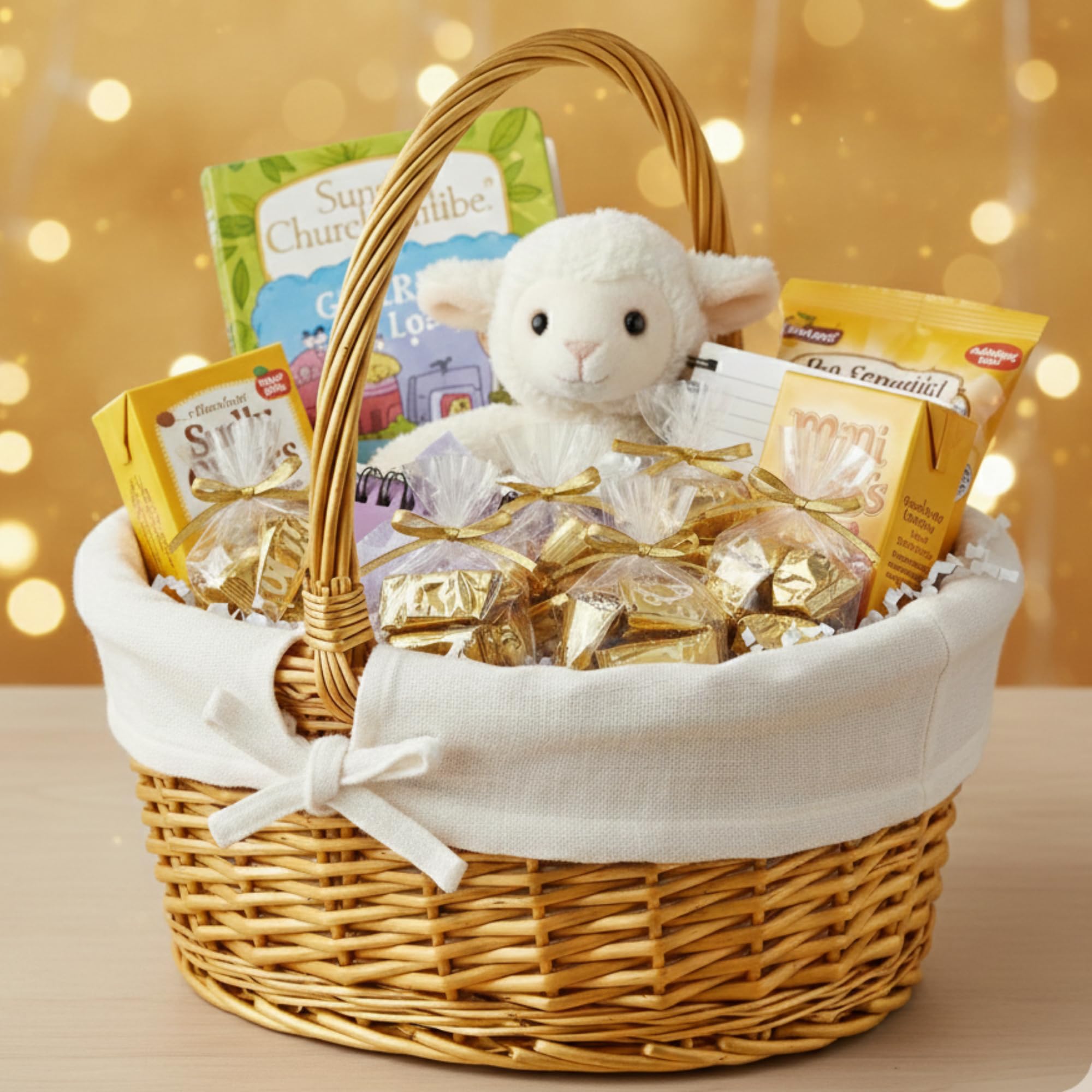 Tree Treasures hospitality displays: gold-wrapped butter mints create an inviting lobby treat
