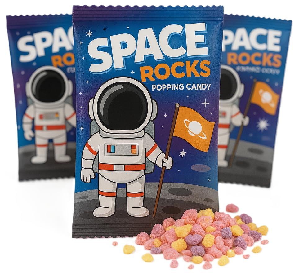 Tree Treasures Space Rocks 18-pack on display for parties.