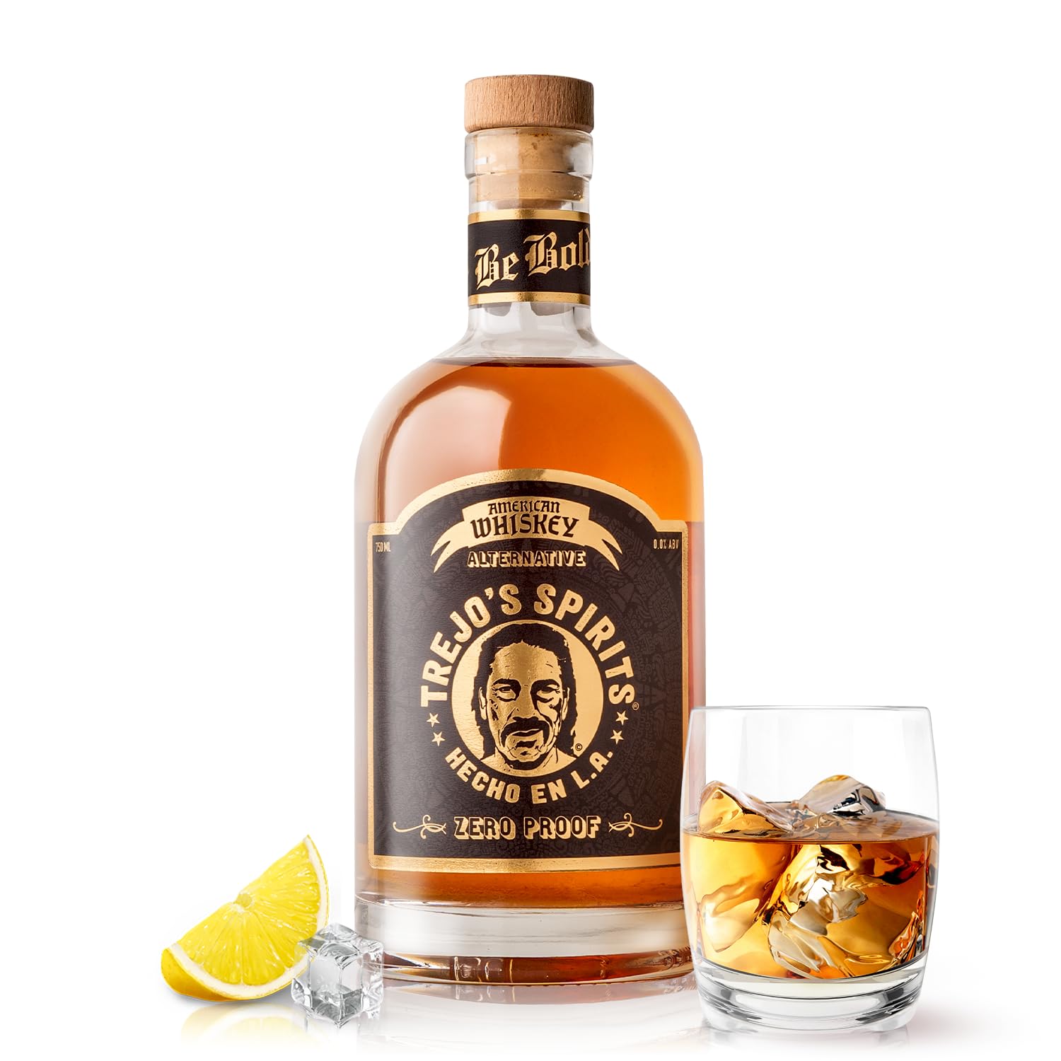 Trejo's Spirits American Whiskey Alternative bottle showing zero-proof flavor profile for non-alcoholic drinks