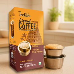 Trelish Coffee Concentrate brew cup highlighting rich aroma and smooth finish.