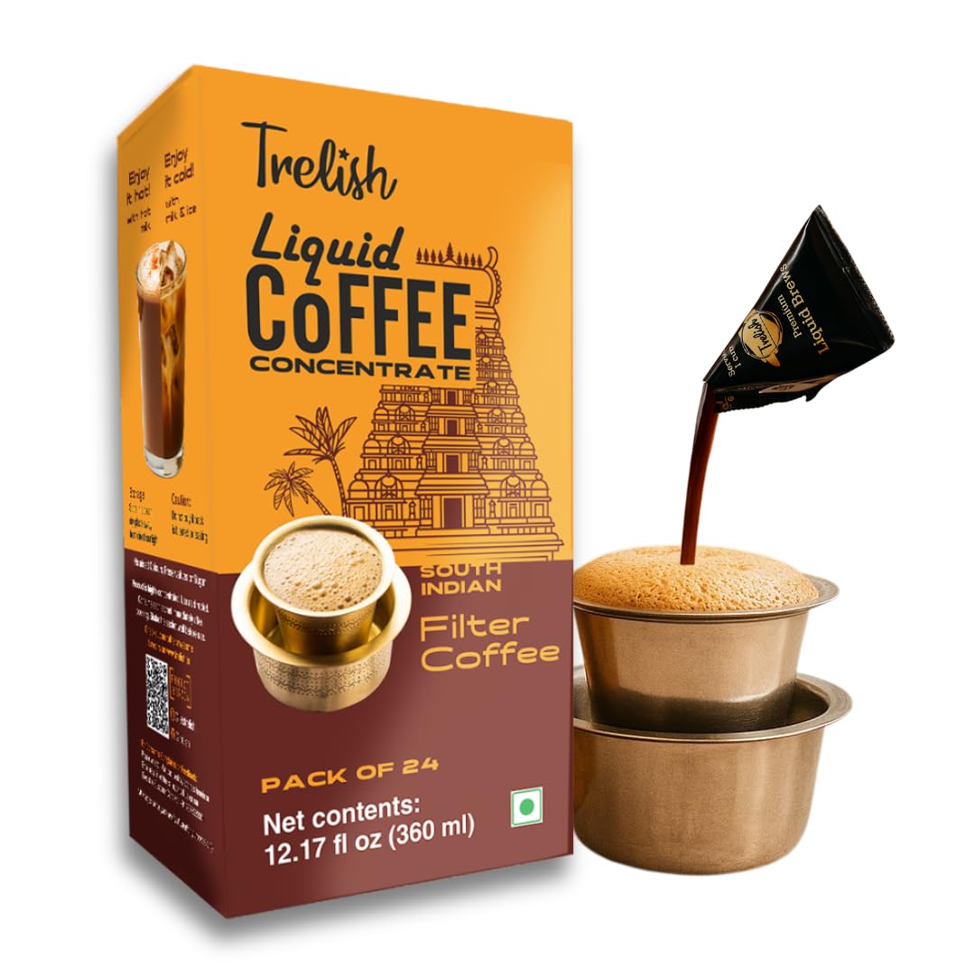 Trelish Coffee Concentrate single-serve pack ready to mix for authentic South Indian filter coffee.