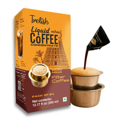 Trelish Coffee Concentrate single-serve pack ready to mix for authentic South Indian filter coffee.