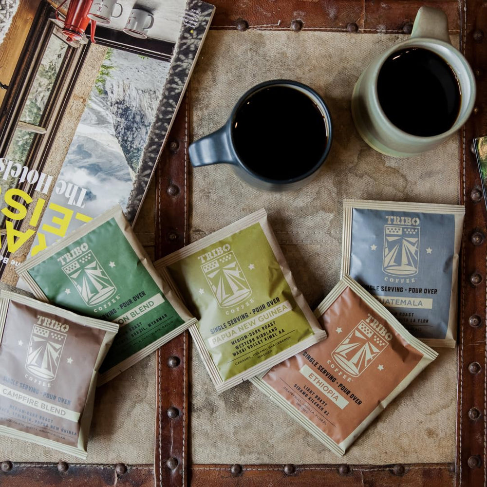 TRIBO eco-friendly disposable packets pack for low-waste travel coffee