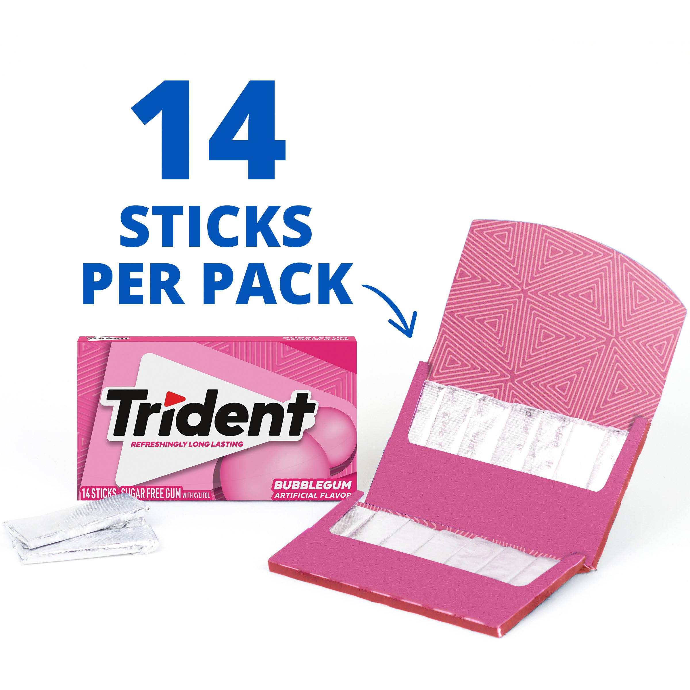 Office desk drawer with bulk Trident gum pack for quick access.