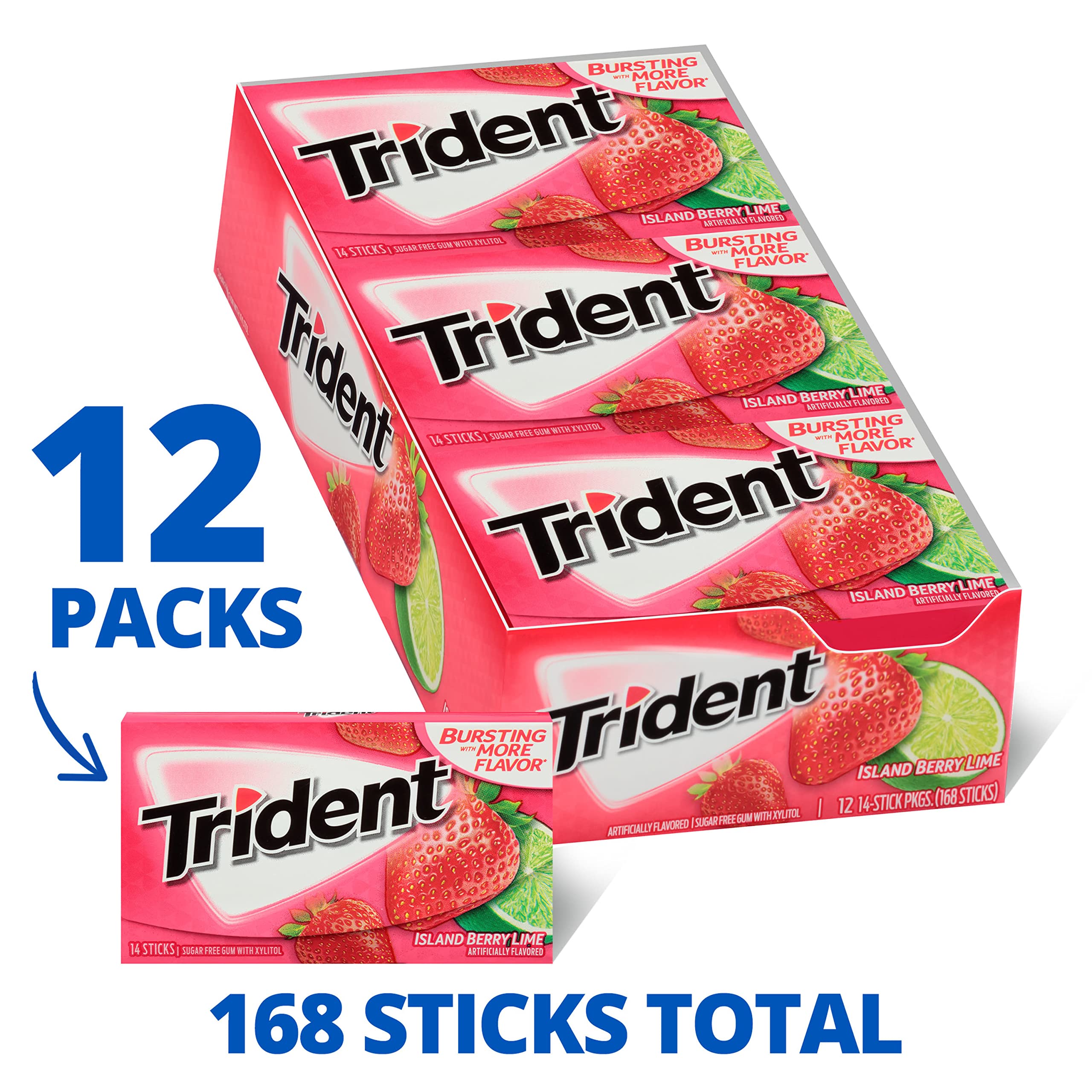 Trident Island Berry Lime individually wrapped sticks preserve freshness for travel.