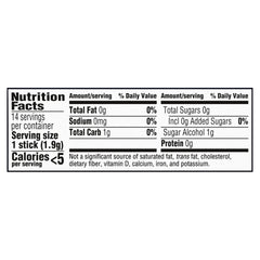 Trident Original Sugar Free Gum back panel with nutrition and xylitol notes.