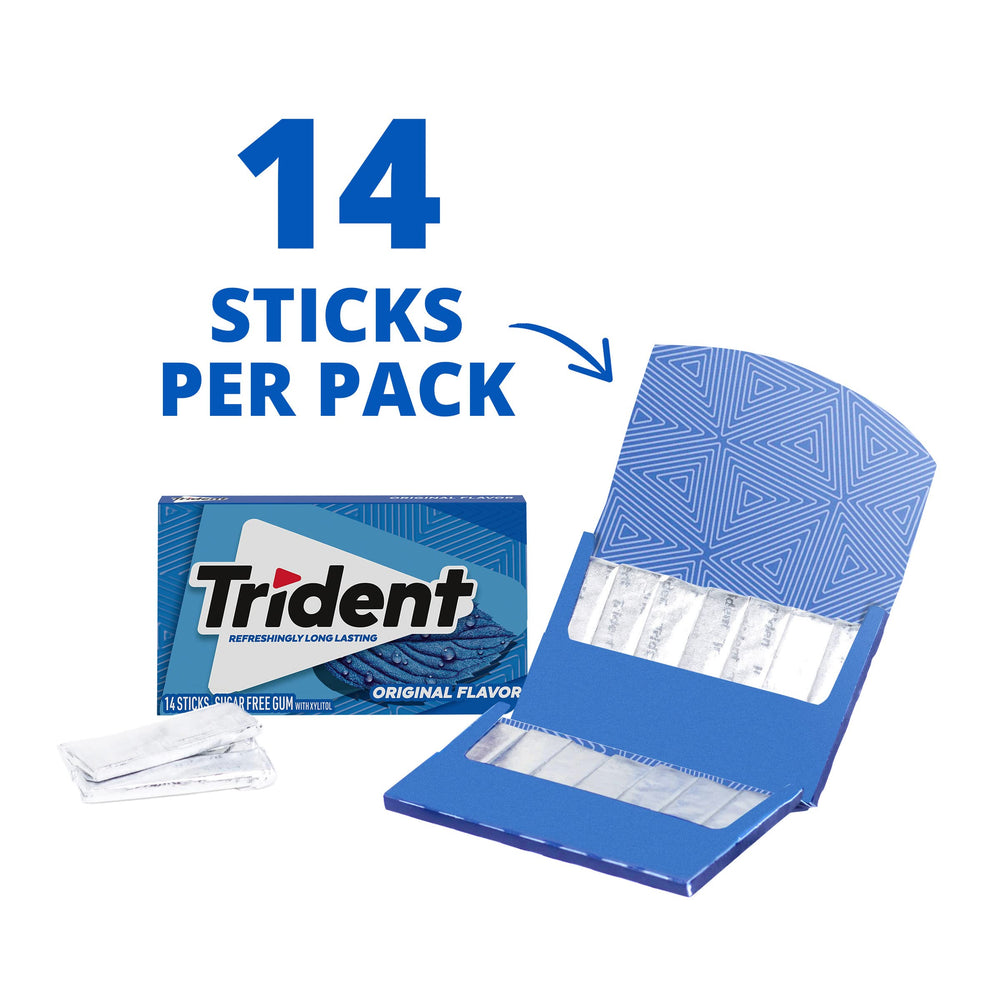 Close-up of Trident Original gum wrappers inside the pack.