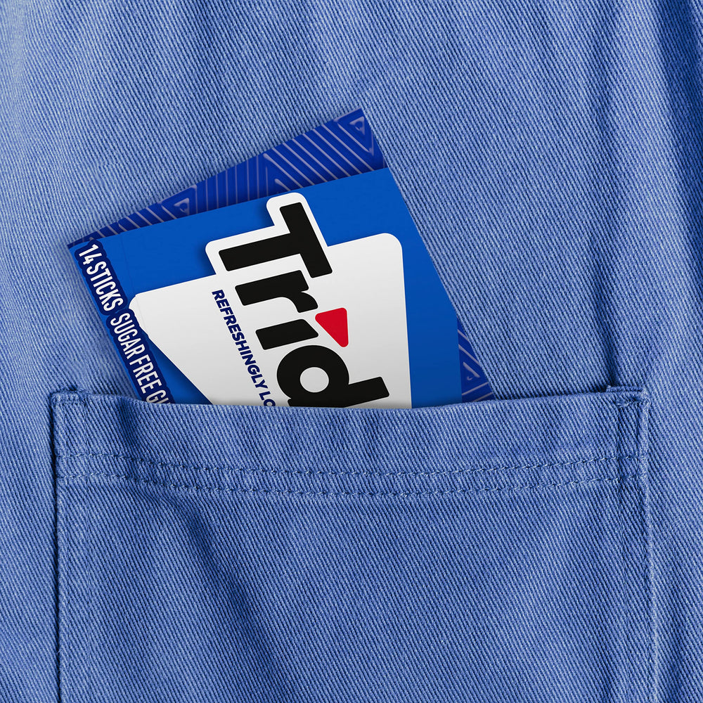 Car dashboard scene showing travel-ready peppermint gum.