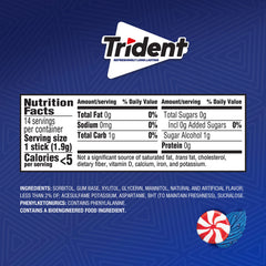 Trident Perfect Peppermint gum sticks packaging showing individually wrapped freshness.
