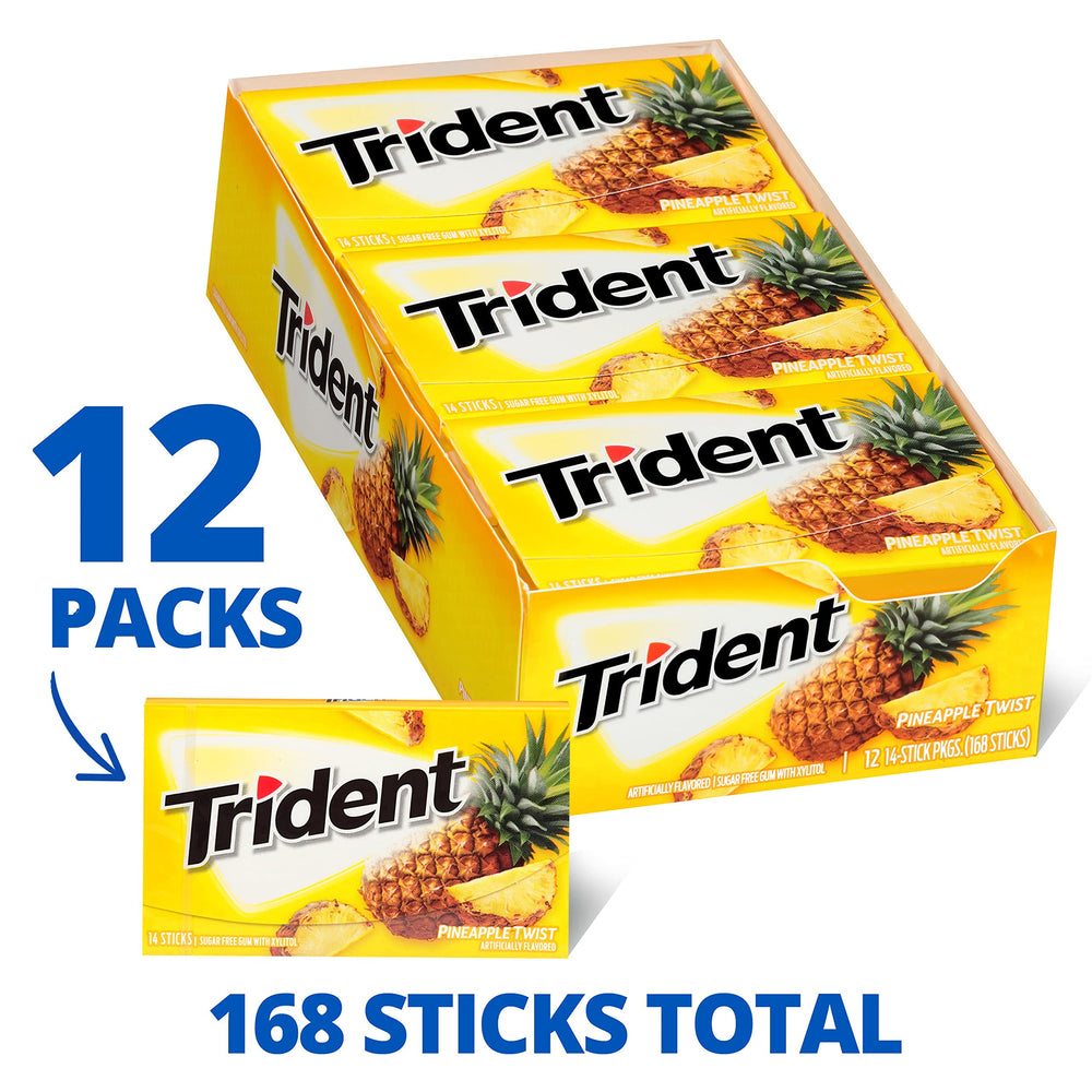 Trident Pineapple Twist bulk pack on display for convenient office or events.