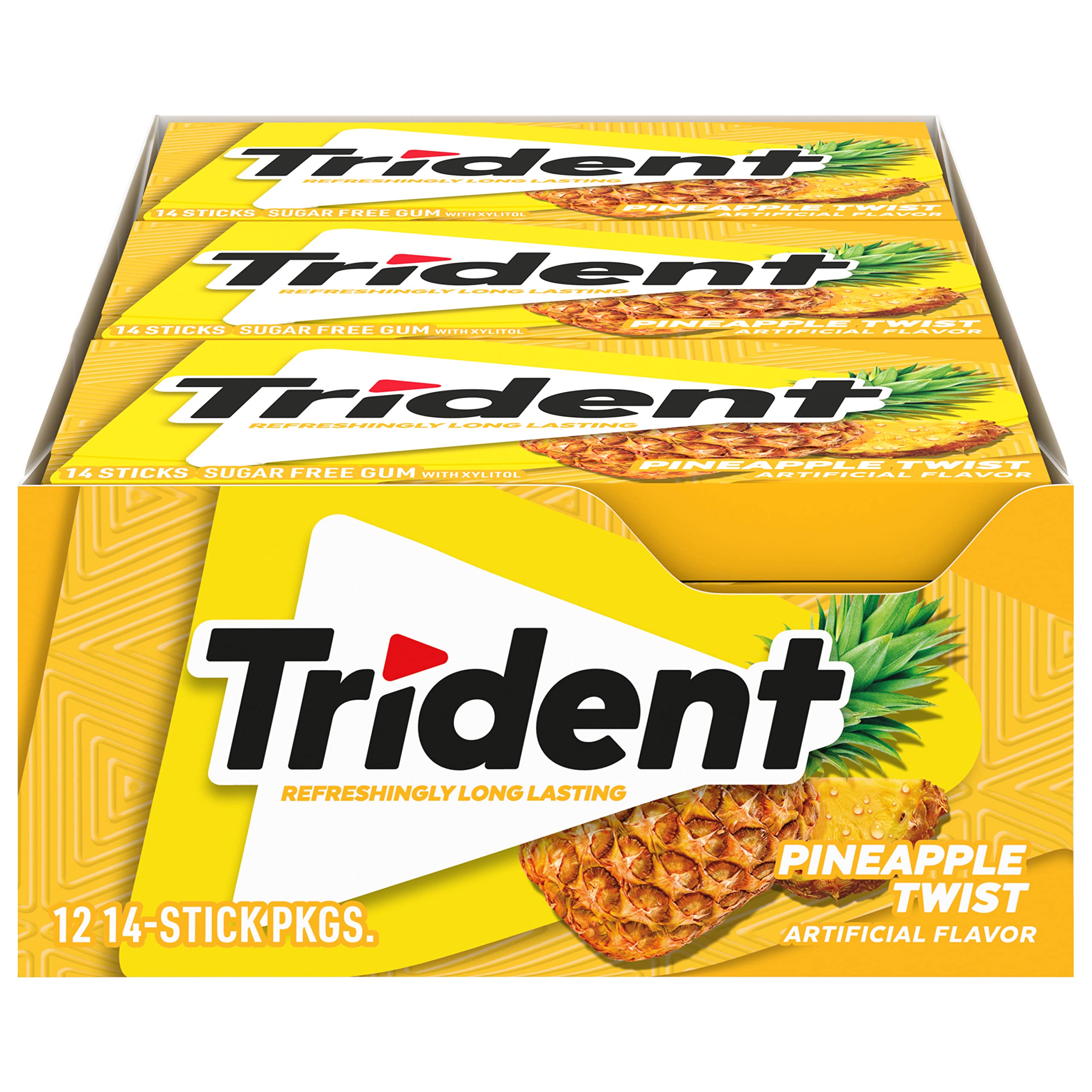 Trident Pineapple Twist gum pack display, bulk purchase for offices and events.