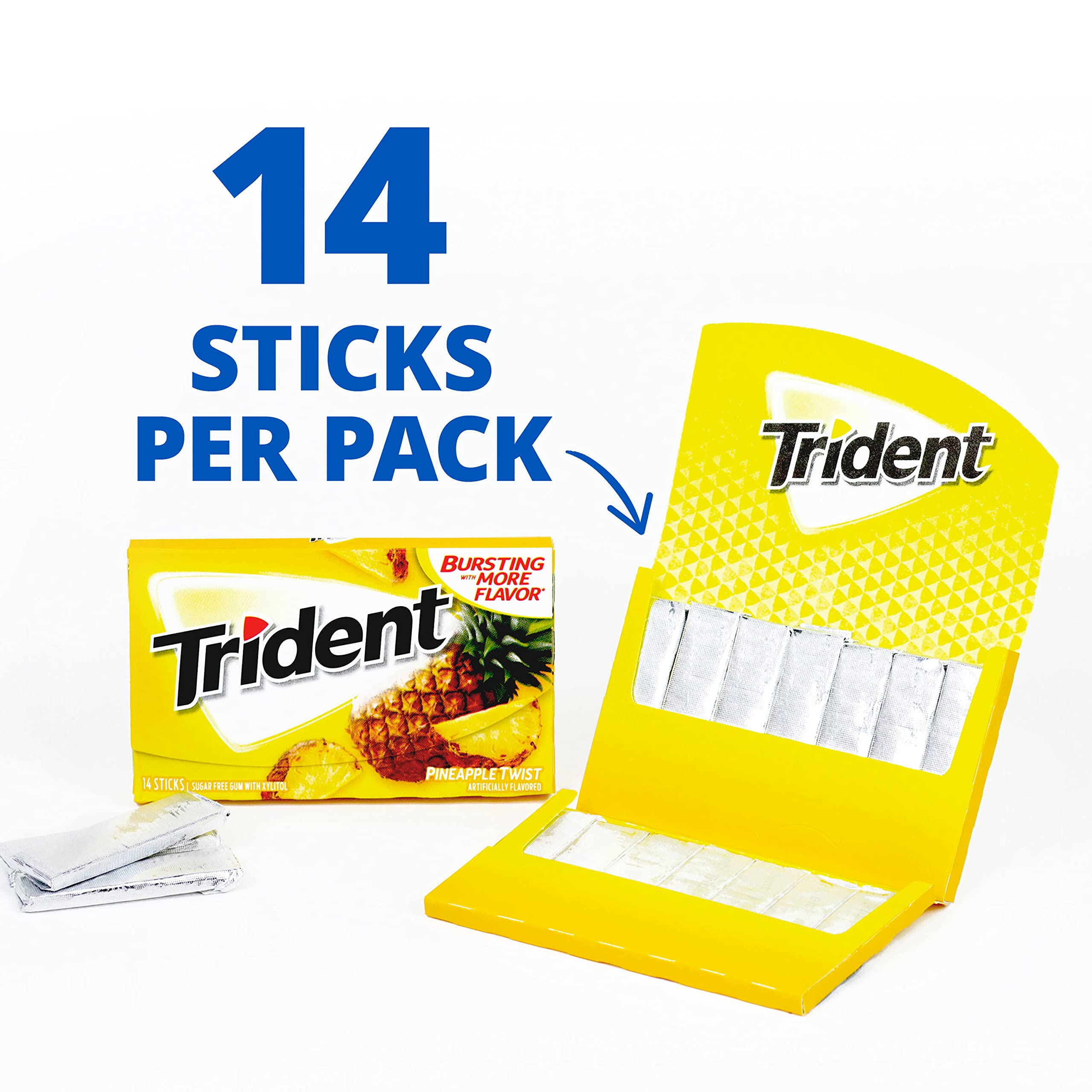 Trident Pineapple Twist gum in pocket-ready packaging for on-the-go freshness.