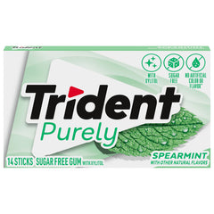 Trident Purely Spearmint flavor close-up with mint and menthol notes.