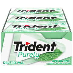 Trident Purely Spearmint gum packaging 12-pack for bulk stocking.