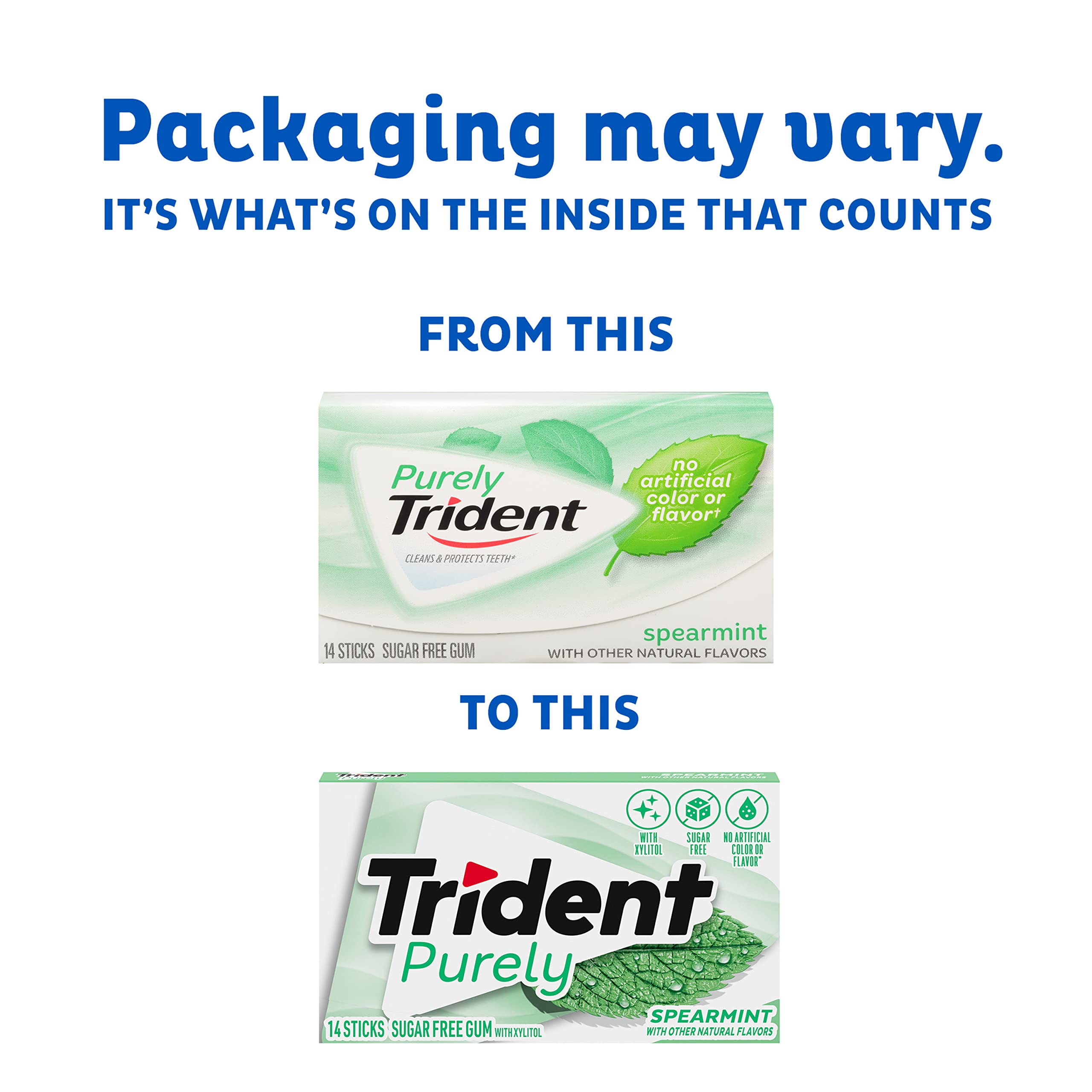 Trident Purely Spearmint wrapper keeps sticks fresh.