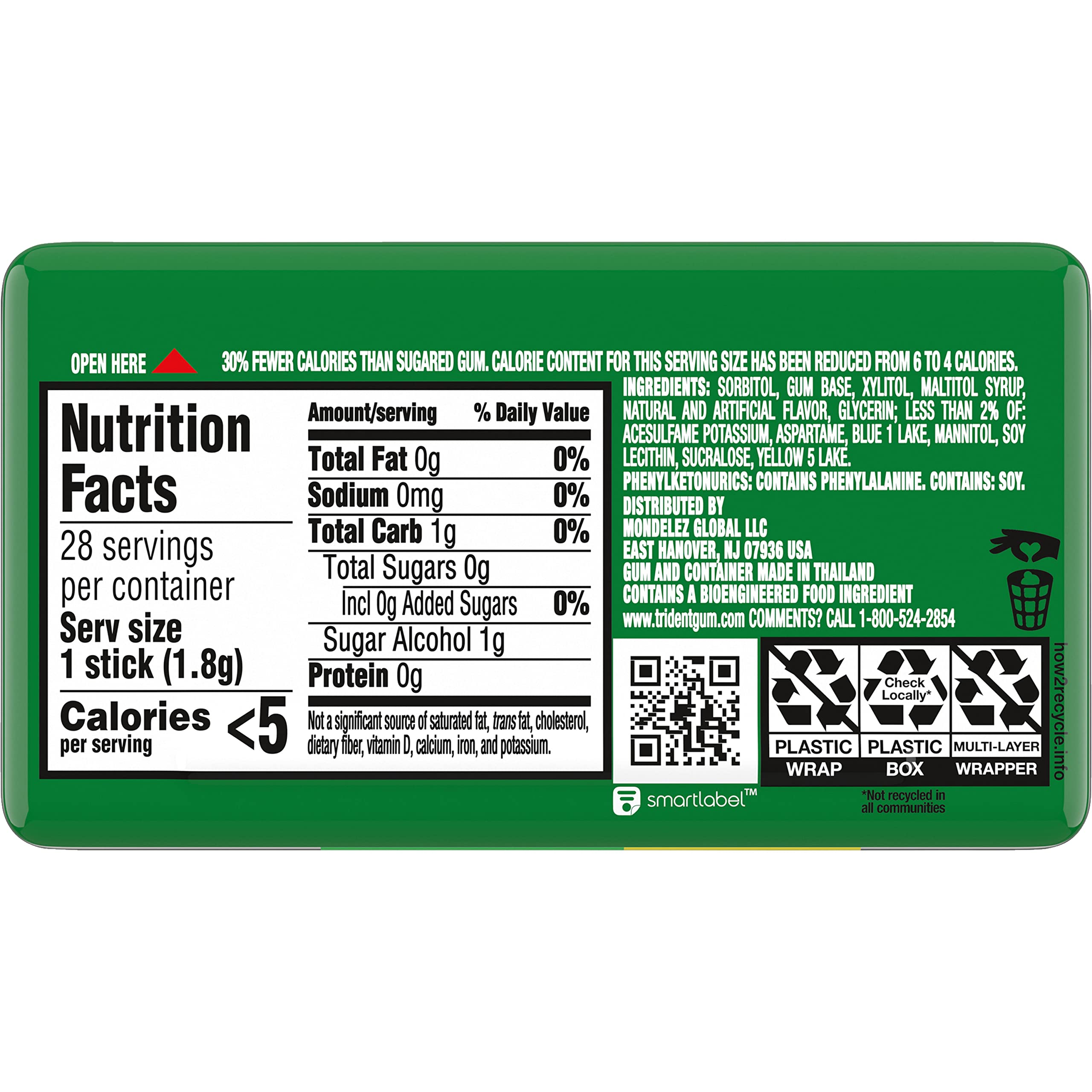 Trident Spearmint gum 28-piece pack ideal for travel and sharing.