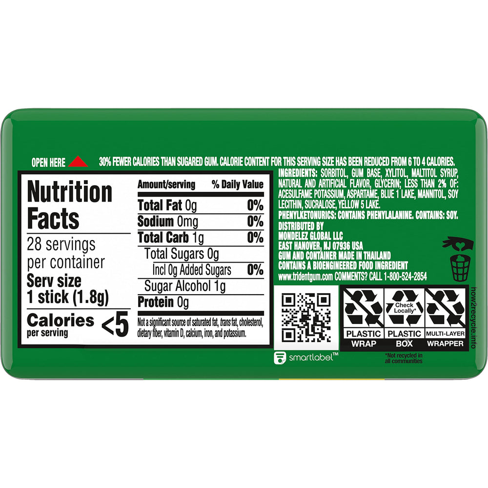 Trident Spearmint gum 28-piece pack ideal for travel and sharing.