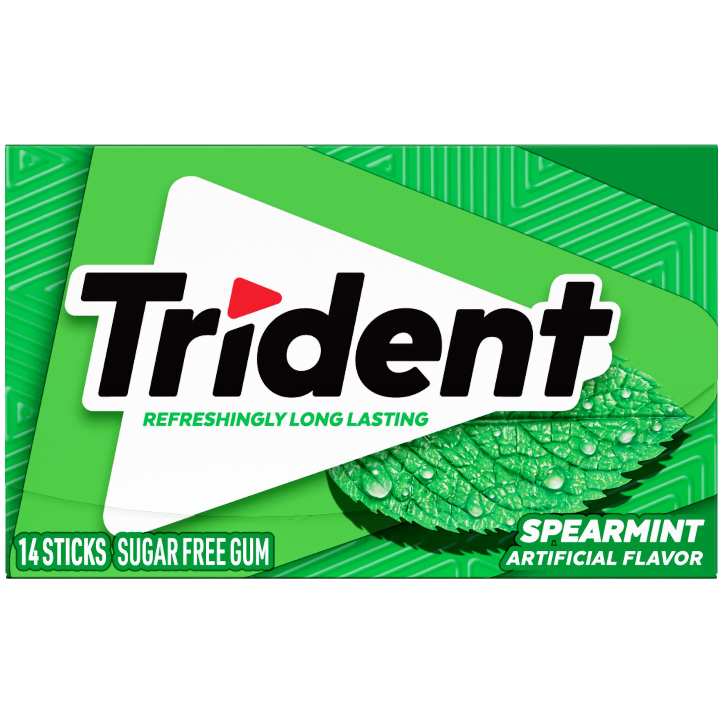 Trident Spearmint gum twist wrap close-up shows minty texture