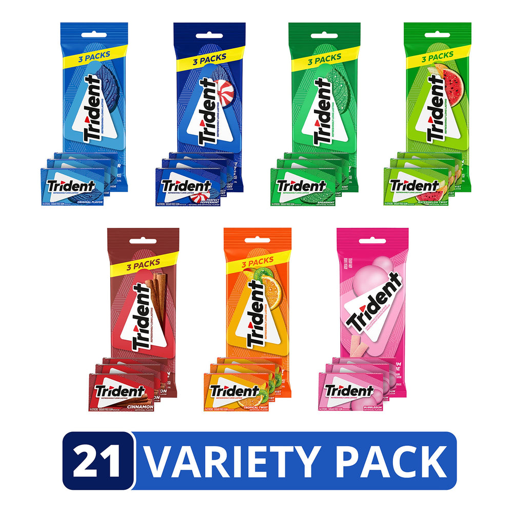 Trident sugar-free gum original pack blends peppermint and cinnamon flavors for a bold chew