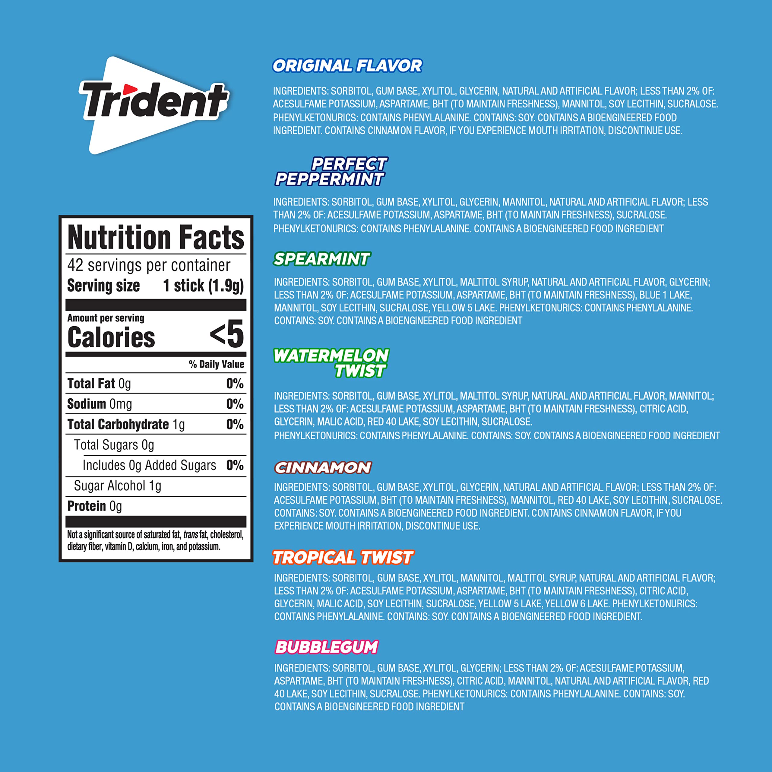 Trident sugar-free gum spearmint pack offers rapid fresh breath on the go