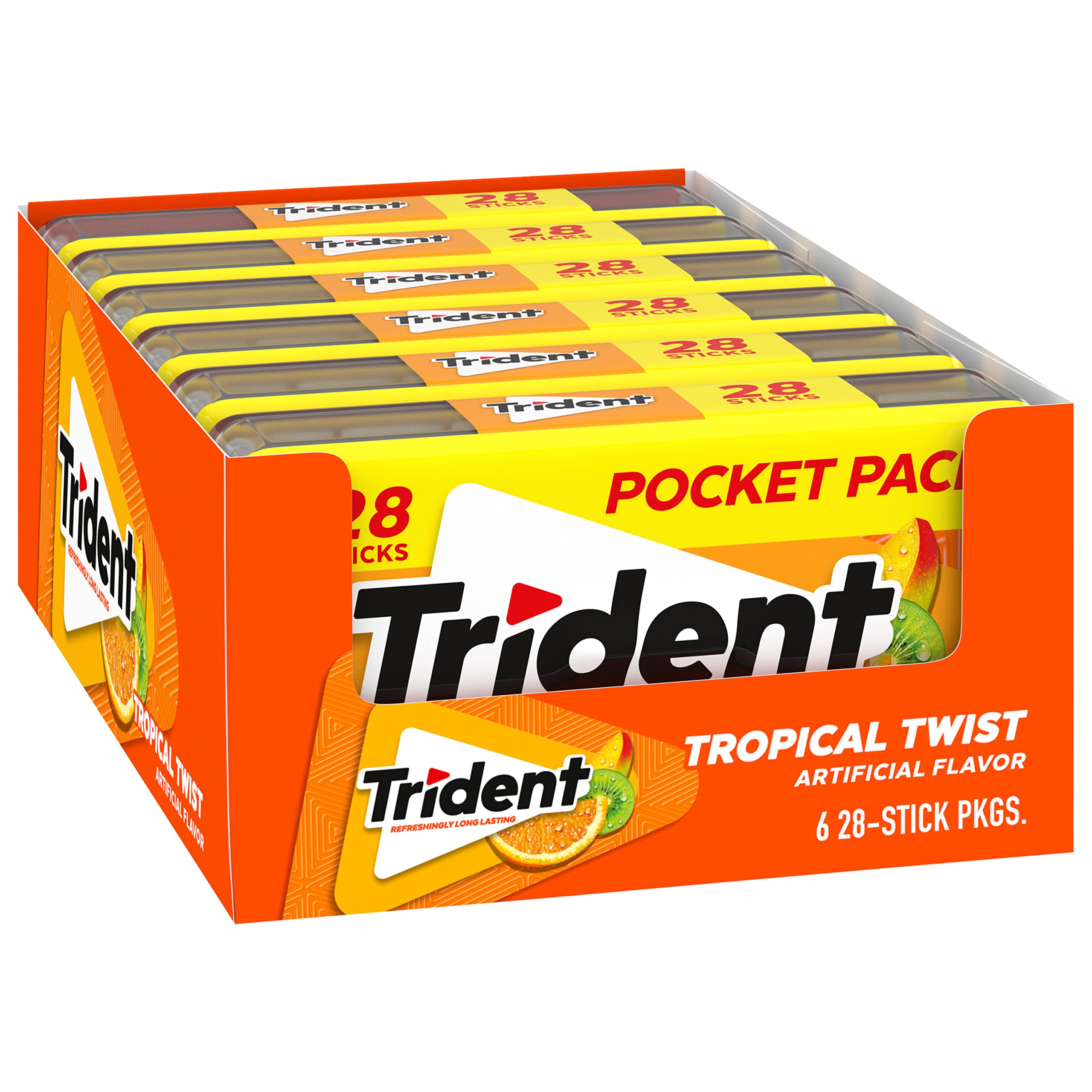 Trident Tropical Twist 168-pieces display highlights generous gum supply.