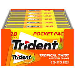 Trident Tropical Twist gum front view shows grab-and-go freshness.